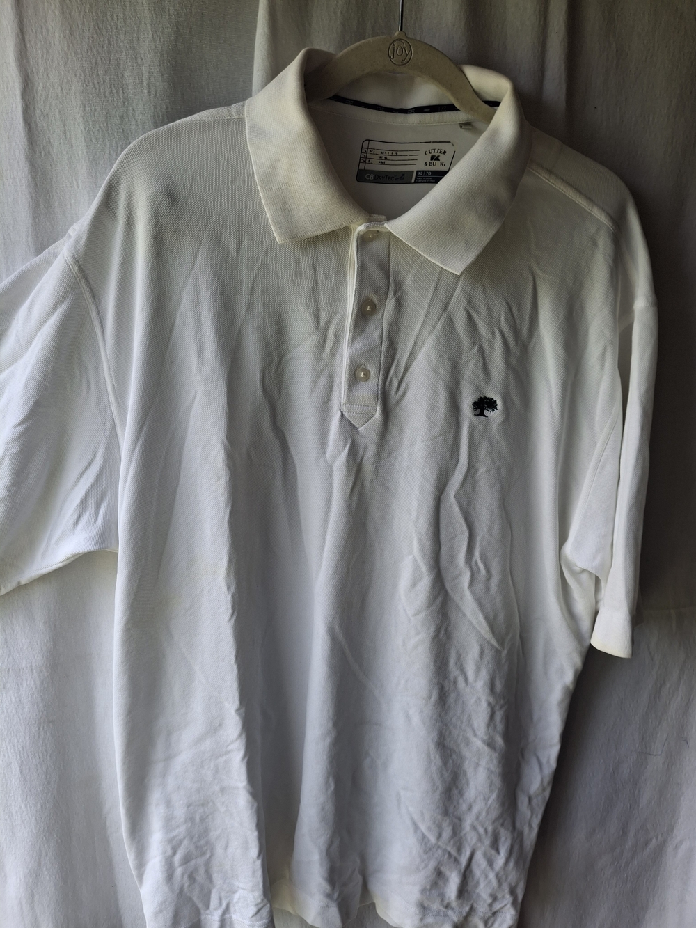 Cutter & Buck White Men's Polo with Subtle Chest Logo